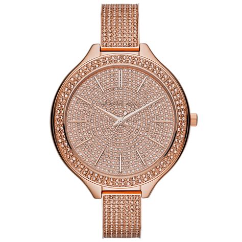 michael kors runway glitz rose gold watch|Michael Kors gold tone watch.